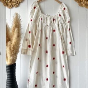 Free People dress midi or maxi floral embroidered cotton linen